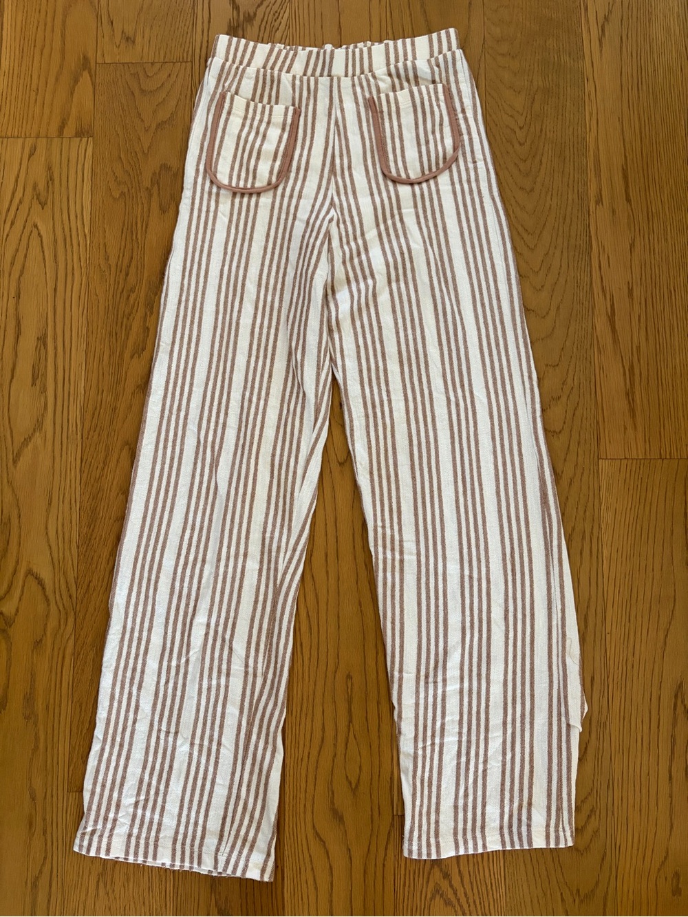 Zara Cream and Brown Striped Lounge Pants